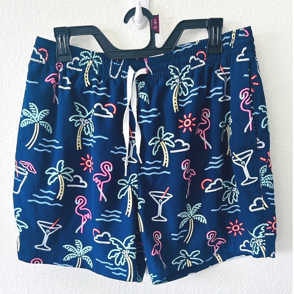 Chubbies Mens Neon Flamingo Palm Tree Swim Trunks Navy Blue XL 5.5 Inseam